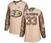 Youth Anaheim Ducks #33 Jakob Silfverberg Authentic Camo Veterans Day Practice Hockey Jersey
