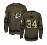 Youth Anaheim Ducks #34 Sam Steel Authentic Green Salute to Service Hockey Jersey