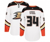 Youth Anaheim Ducks #34 Sam Steel Authentic White Away Hockey Jersey