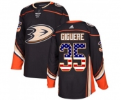 Youth Anaheim Ducks #35 Jean-Sebastien Giguere Authentic Black USA Flag Fashion Hockey Jersey