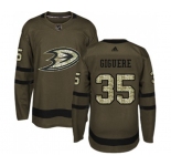 Youth Anaheim Ducks #35 Jean-Sebastien Giguere Authentic Green Salute to Service Hockey Jersey