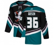 Youth Anaheim Ducks #36 John Gibson Authentic Black Teal Alternate Hockey Jersey