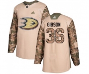 Youth Anaheim Ducks #36 John Gibson Authentic Camo Veterans Day Practice Hockey Jersey