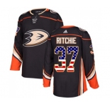 Youth Anaheim Ducks #37 Nick Ritchie Authentic Black USA Flag Fashion Hockey Jersey