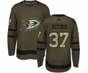 Youth Anaheim Ducks #37 Nick Ritchie Authentic Green Salute to Service Hockey Jersey