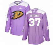 Youth Anaheim Ducks #37 Nick Ritchie Authentic Purple Fights Cancer Practice Hockey Jersey