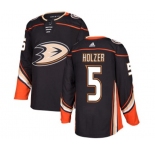 Youth Anaheim Ducks #5 Korbinian Holzer Authentic Black Home Hockey Jersey