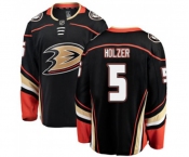 Youth Anaheim Ducks #5 Korbinian Holzer Fanatics Branded Black Home Breakaway Hockey Jersey