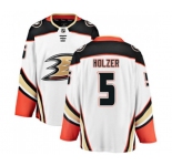 Youth Anaheim Ducks #5 Korbinian Holzer Fanatics Branded White Away Breakaway Hockey Jersey
