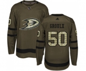 Youth Anaheim Ducks #50 Benoit-Olivier Groulx Authentic Green Salute to Service Hockey Jersey