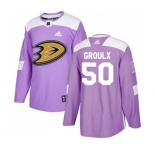 Youth Anaheim Ducks #50 Benoit-Olivier Groulx Authentic Purple Fights Cancer Practice Hockey Jersey