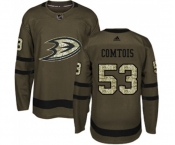 Youth Anaheim Ducks #53 Max Comtois Authentic Green Salute to Service Hockey Jersey