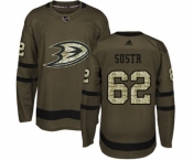 Youth Anaheim Ducks #62 Andrej Sustr Authentic Green Salute to Service Hockey Jersey