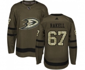Youth Anaheim Ducks #67 Rickard Rakell Authentic Green Salute to Service Hockey Jersey