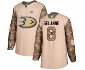 Youth Anaheim Ducks #8 Teemu Selanne Authentic Camo Veterans Day Practice Hockey Jersey