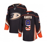 Youth Anaheim Ducks #9 Paul Kariya Authentic Black USA Flag Fashion Hockey Jersey