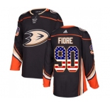 Youth Anaheim Ducks #90 Giovanni Fiore Authentic Black USA Flag Fashion Hockey Jersey