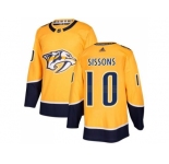 Men Adidas Nashville Predators #10 Colton Sissons Yellow Home Authentic Stitched NHL Jersey