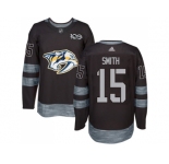 Men Adidas Nashville Predators #15 Craig Smith Black 1917-2017 100th Anniversary Stitched NHL Jersey