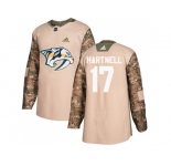 Men Adidas Nashville Predators #17 Scott Hartnell Camo Authentic 2017 Veterans Day Stitched NHL Jersey