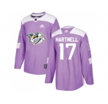 Men Adidas Nashville Predators #17 Scott Hartnell Purple Authentic Fights Cancer Stitched NHL Jersey