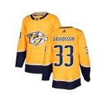 Men Adidas Nashville Predators #33 Viktor Arvidsson Yellow Home Authentic Stitched NHL Jersey
