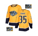Men Adidas Nashville Predators #35 Pekka Rinne Yellow Home Authentic Fashion Gold Stitched NHL Jersey