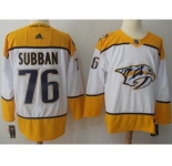 Men Adidas Nashville Predators #76 P.K Subban White Road Authentic Stitched NHL Jersey