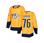 Men Adidas Nashville Predators #76 P.K Subban Yellow Home Authentic Stitched NHL Jersey