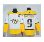 Men Adidas Nashville Predators #9 Filip Forsberg White Road Authentic Stitched NHL Jersey
