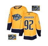 Men Adidas Nashville Predators #92 Ryan Johansen Yellow Home Authentic Fashion Gold Stitched NHL Jersey