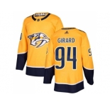 Men Adidas Nashville Predators #94 Samuel Girard Yellow Home Authentic Stitched NHL Jersey
