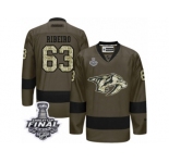 Men's Adidas Nashville Predators #63 Mike Ribeiro Premier Green Salute to Service 2017 Stanley Cup Final NHL Jersey