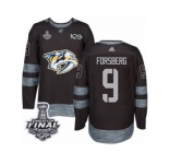Men's Adidas Nashville Predators #9 Filip Forsberg Premier Black 1917-2017 100th Anniversary 2017 Stanley Cup Final NHL Jersey