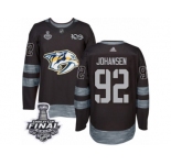 Men's Adidas Nashville Predators #92 Ryan Johansen Premier Black 1917-2017 100th Anniversary 2017 Stanley Cup Final NHL Jersey
