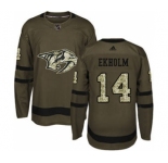 Men's Nashville Predators #14 Mattias Ekholm Green Salute to Service Stitched Hockey Jersey