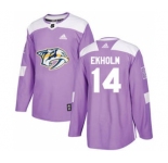 Men's Nashville Predators #14 Mattias Ekholm Purple Fights Cancer Stitched Hockey Jersey