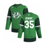 Men's Nashville Predators #35 Pekka Rinne 2020 St. Patrick's Day Stitched Hockey Jersey Green