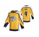 Men's Nashville Predators #4 Ryan Ellis Yellow 2020-21 Reverse Retro Alternate Hockey Jersey