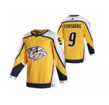 Men's Nashville Predators #9 Filip Forsberg Yellow 2020-21 Reverse Retro Alternate Hockey Jersey