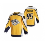 Men's Nashville Predators #95 Matt Duchene Yellow 2020-21 Reverse Retro Alternate Hockey Jersey
