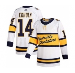 Men's Predators #14 Mattias Ekholm White Authentic 2020 Winter Classic Stitched Hockey Jersey