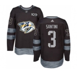 Men's Predators #3 Steven Santini Black 1917-2017 100th Anniversary Stitched Hockey Jersey