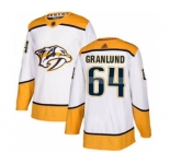 Men's Predators #64 Mikael Granlund White Road Stitched Hockey Jersey