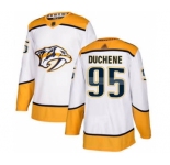 Men's Predators #95 Matt Duchene White Road Stitched Hockey Jersey