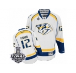 Men's Reebok Nashville Predators #12 Mike Fisher Premier White Away 2017 Stanley Cup Final NHL Jersey
