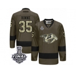 Men's Reebok Nashville Predators #35 Pekka Rinne Premier Green Salute to Service 2017 Stanley Cup Final NHL Jersey