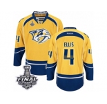 Men's Reebok Nashville Predators #4 Ryan Ellis Authentic Gold Home 2017 Stanley Cup Final NHL Jersey