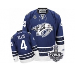 Men's Reebok Nashville Predators #4 Ryan Ellis Premier Blue Third 2017 Stanley Cup Final NHL Jersey