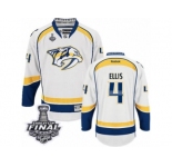 Men's Reebok Nashville Predators #4 Ryan Ellis Premier White Away 2017 Stanley Cup Final NHL Jersey